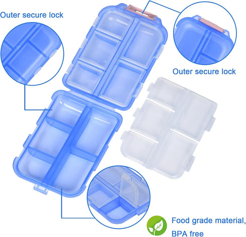 Shiritany 189 10 1 Pack) Travel Pill Organizer with Medicine Labels, Compartments Small Pill Case Compact and Portable