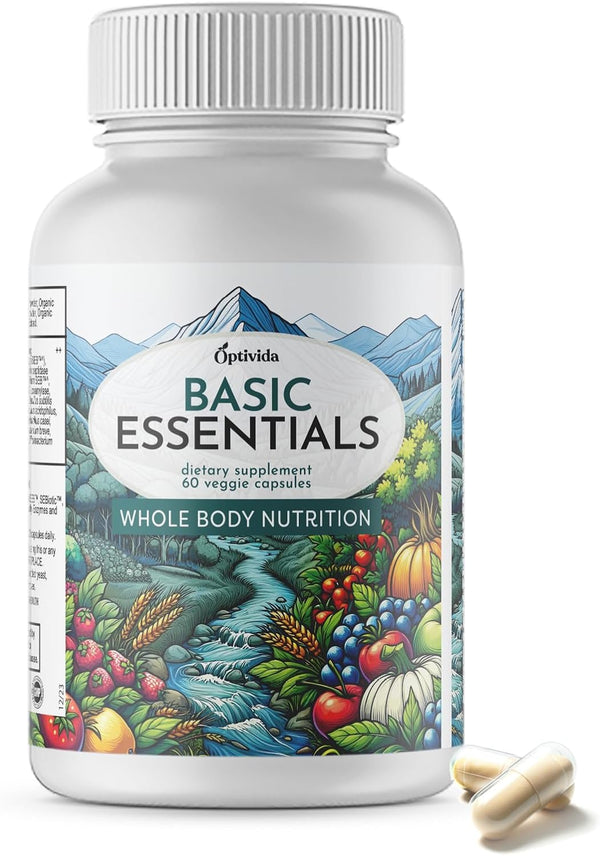 OPTIVIDA Whole Food Multivitamin & Minerals with Probiotics, Prebiotics, Postbiotics, Immune, Gut, Mind, Energy & More,
