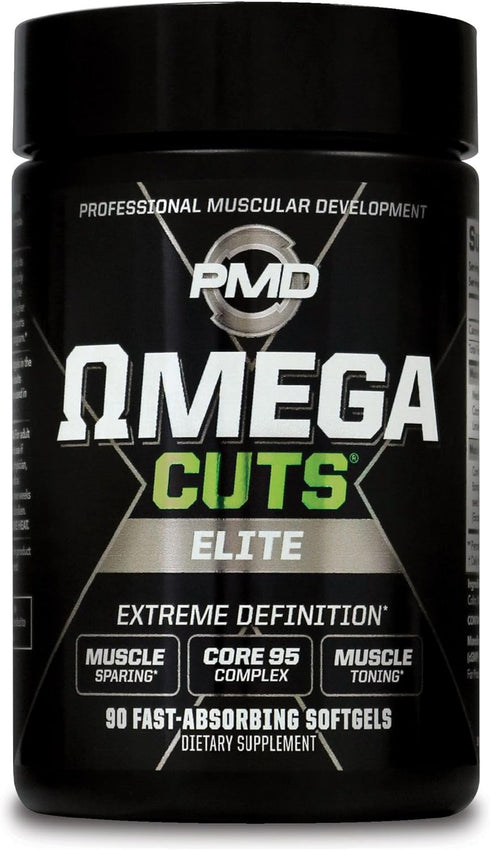 PMD Sports Omega Cuts Elite Fat Loss Formula - Omega Fatty Acids, MCT's, CLA, Keto Friendly, 90 Softgels