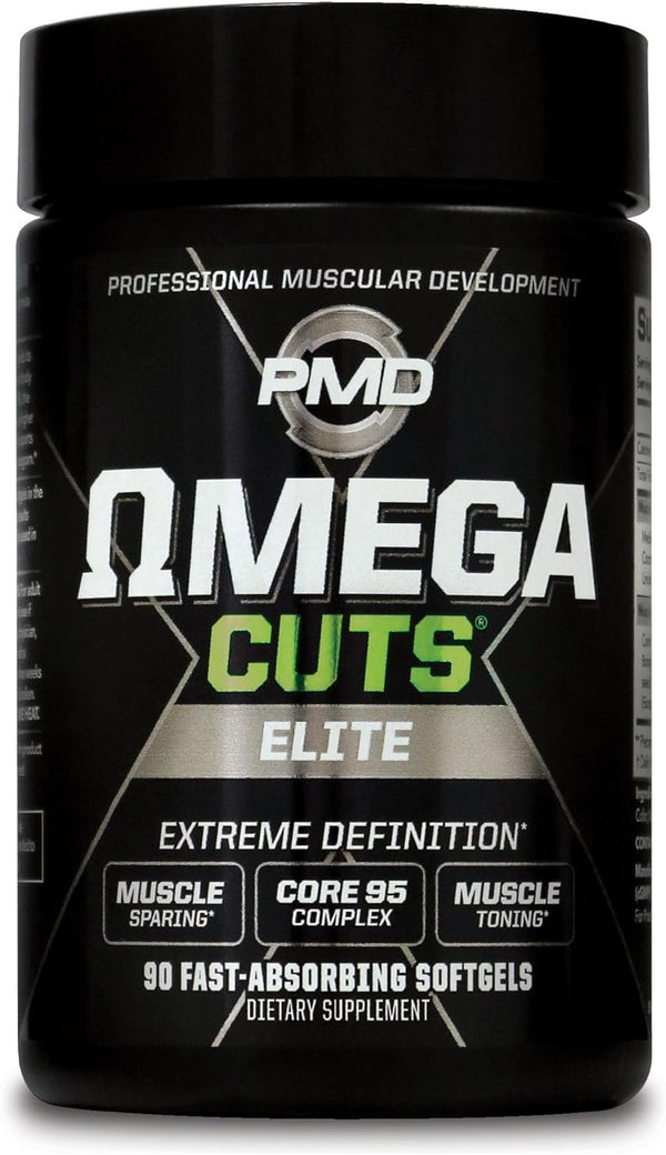 PMD Sports Omega Cuts Elite Fat Loss Formula - Omega Fatty Acids, MCT's, CLA, Keto Friendly, 90 Softgels
