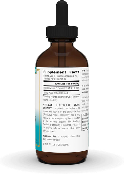 Immune 4 oz Source Naturals Wellness Elderberry Liquid Extract, for System Support* - Sambucus nigra - Fluid