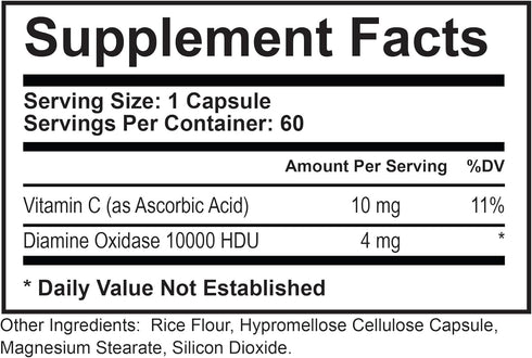 NATURALABS 60 1 DAO Supplements Histamine Blocker DAO Enzyme + Diamine Oxidase & Vitamin C for Gut Health & Food