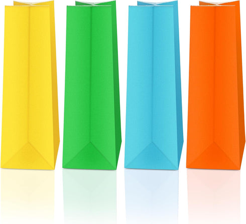 Cooraby 30 Pack Rainbow Gift Bags Candy Paper Bags with Stickers, 5.1 x 3.1 x 9.4 Inches for Birthday Party