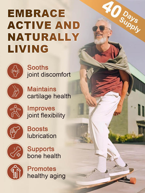 NATURE TARGET Glucosamine Chondroitin Joint Support Supplement with MSM, Collagen, Turmeric, 120 Caps for Men & Women