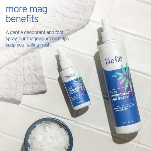 Life-flo Pure Magnesium Oil Spray 2oz, Calming Relief & Relaxation, Concentrated Magnesium Chloride, 60-Day Guarantee