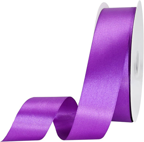 Maclemon 100 Yards Double Face Purple Satin Ribbon 1-1/2 inch Wide Polyester Purple Ribbon for Gift Wrapping Very Suitable for Weddings Party Hair Bow Invitation Decorations and More by Maclemon