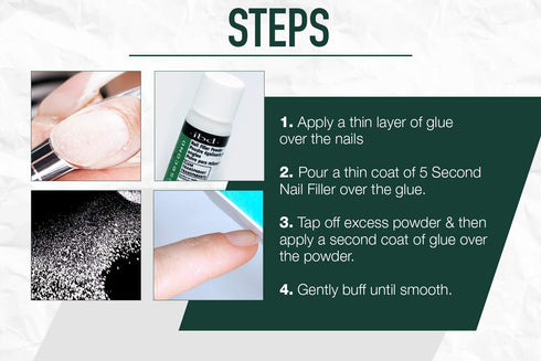 IBD 5 Second Nail Filler Powder – Instant Nail Repair & Strengthening for Cracked, Split & Damaged Nails, 4g, 3 ct