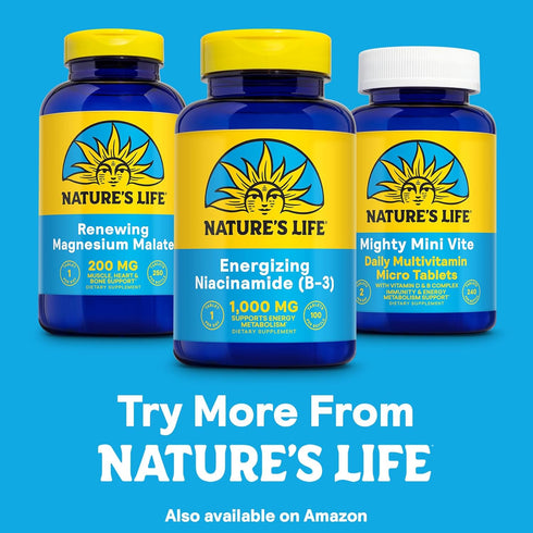 Nature's Life Energizing Niacinamide | 1000mg Vitamin B3 | 100 Tablets | High Potency, No Flush Niacin Supplement
