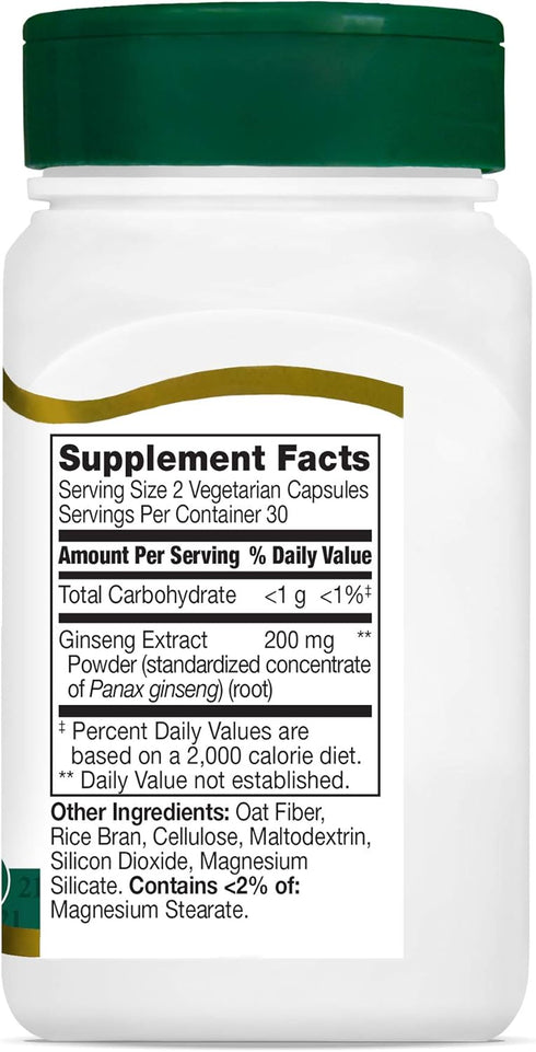 21st Century Ginseng Extract Veg Capsules | 60 Count