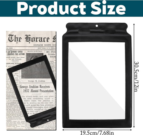 Yuomeaz 3 12 7.6 X Full Page Magnifier for Reading, in Plastic Magnifying Sheet, Lightweight Portable Magnifying Page
