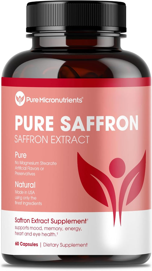 Saffron Supplements - 100% Pure Saffron Extract Capsules for Energy, Mood, Eye & Heart Health Support