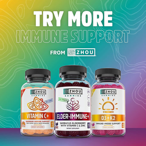 Zhou Nutrition Daily Boost Multivitamin with Probiotic, Zinc, Vitamin C, D3, B Complex - 60 servings
