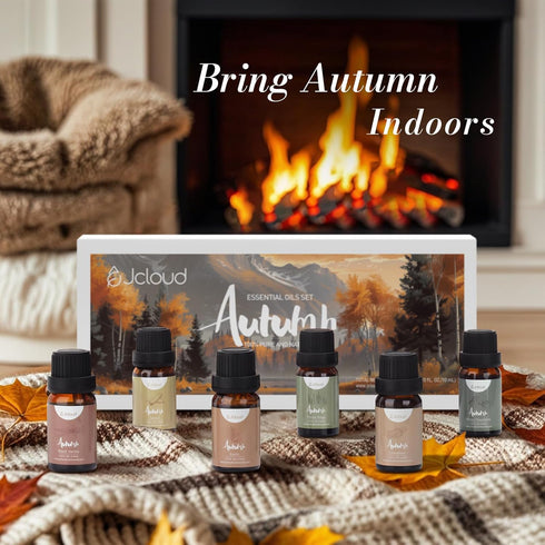 Set, 6 10mL JCLOUD Fall Essential Oils for Diffusers for Home, Autumn Scented Fragrance Oils Gift Incl. Black Vanilla
