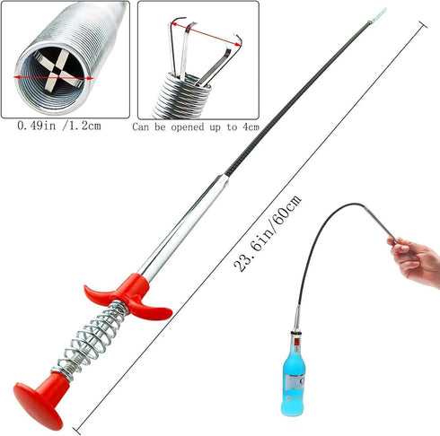 Drain Snake, Clog Remover - Gutter Cleaning Tools for Toilet, Shower, Kitchen, Bathroom, Flexible Grabber Claw Pick Up