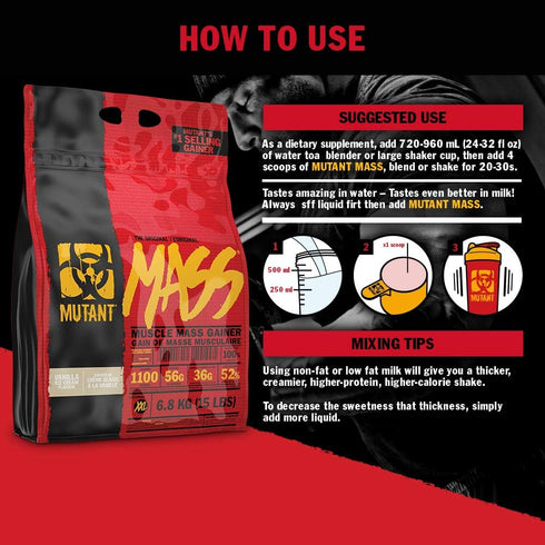 Mutant Mass Weight Mass Gainer Protein Powder - High Calorie Strawberry Banana, 5 Pound