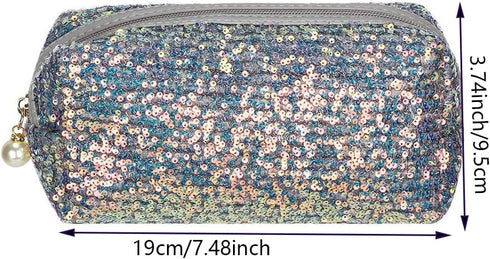 Glitter Sequin Cosmetic Bag Portable Zipper Shine Makeup Zipper Bag Handbag Toiletry Bag Handbag Organizer Bag Travel Accessories