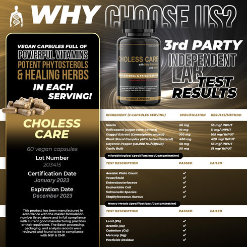 Cholesterol Supplement with Organic Garlic, Cayenne Pepper, and Niacin for HDL and LDL Support