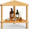 Aollewoiti Bamboo Corner Shower Stool - Waterproof Shower Stool for Inside Shower, Shaving