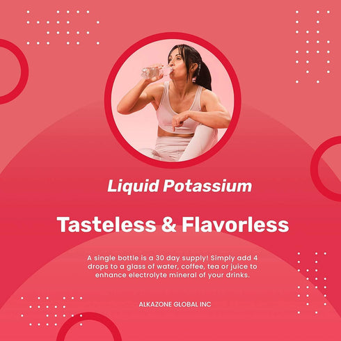 ALKAZONE Liquid Potassium+ - Concentrated Liquid Supplements for Faster Absorption, Tasteless Flavorless, 1.25 Oz, Pack