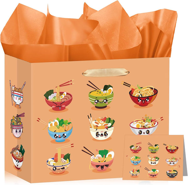 Wauprant Japanese Noodles Gift Bag Ramen Fans Birthday Decoration Japanese Foodie Favors Bags
