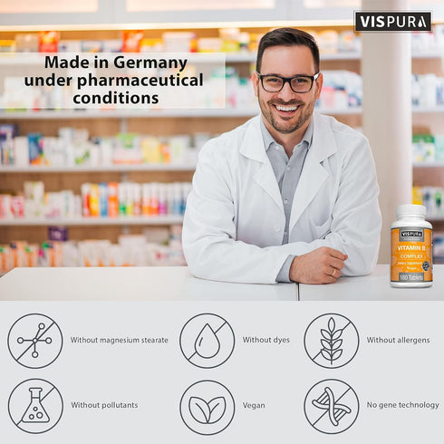 Vitamin B-Complex, 180 Vegan Tablets, All B Vitamins Including B12, for Stress, Energy, and Healthy Immune System