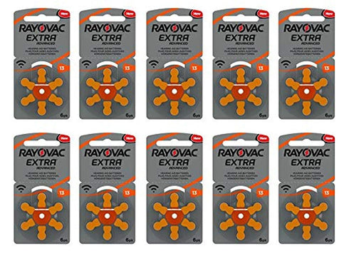 RAYOVAC EXTRA HEARING AID BATTERIES SIZE 13 NEW pack 60 pcs (Original Version)