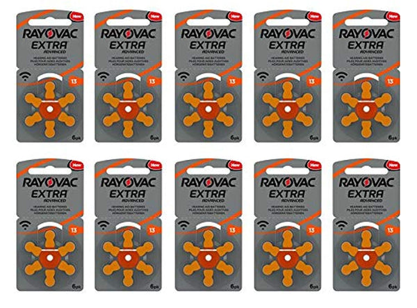 RAYOVAC EXTRA HEARING AID BATTERIES SIZE 13 NEW pack 60 pcs (Original Version)