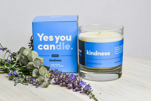 Kindness Inspirational 8oz Highly-Scented Soy Candle, Made in USA with Pure Essential Oils, Bergamot & Eucalyptus