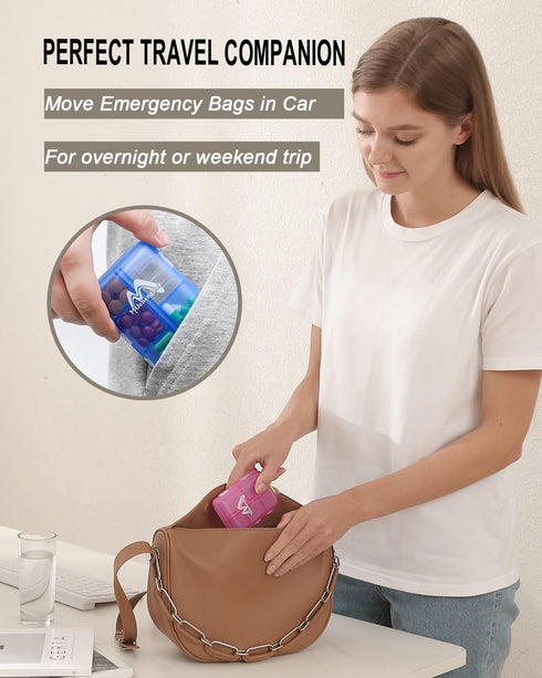 2 Pack Travel Pill Organizer, Pill Box for Purse, 10 Compartments Container by M Muchengbao