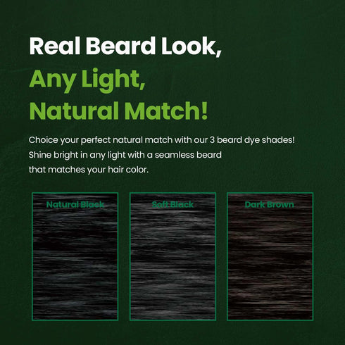 Herb For Men Mustache & Beard Dye, PPD & Ammonia Free, Vegan Natural Ingredients, Soft Black, 1 Pack