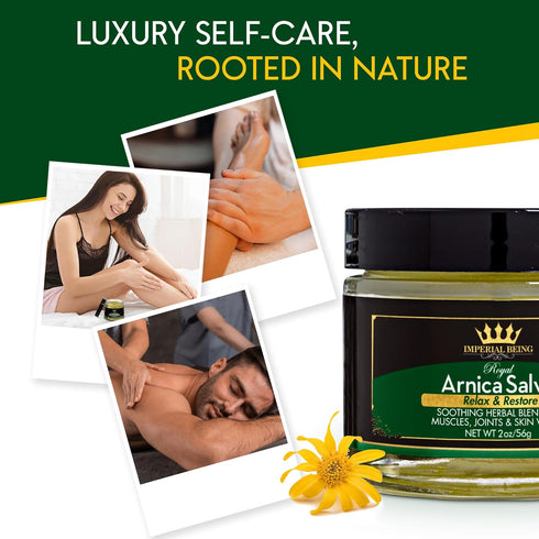 Royal Arnica Salve, Organic Bruise Care and Skin Recovery Balm, 2 oz, Natural Arnica Oil for Muscles and Joints