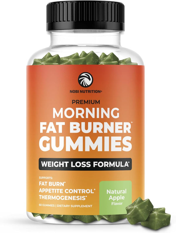 Morning Fat Burner Gummies for Weight Loss for Women & Men | Thermogenic Belly Fat Burner with Green Tea, Garcinia, 60