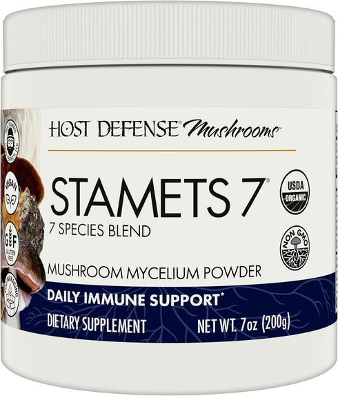 Host Defense Stamets 7 Mushroom Powder, Immune Support Supplement with 7 Species Blend, 7 oz