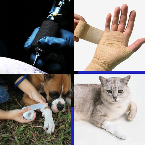 RISEN 2” x 5 Yards Cohesive Bandage, 6 Rolls, Self Adherent Medical Tape, Flexible Breathable First Aid