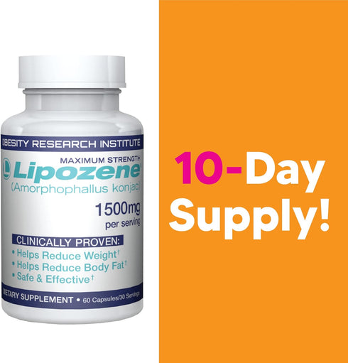 Lipozene Diet Pills - Weight Loss Supplement, Appetite Suppressant, 1 Bottle of 60 Capsules, 30 Servings, No Caffeine