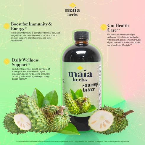 Maia Herbs 16oz Immune Soursop Bitters Liquid - Premium Holistic Boost