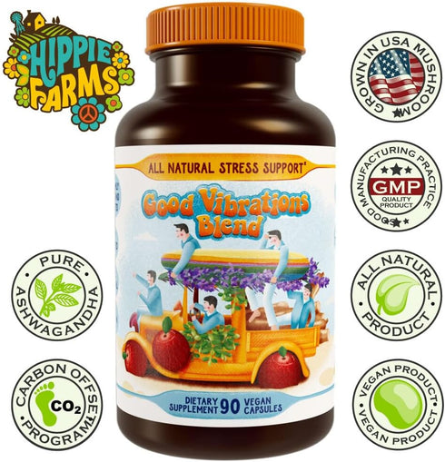 Stress, Mood, Energy Support - Good Vibrations Blend with Ashwagandha Root, Lion's Mane & More
