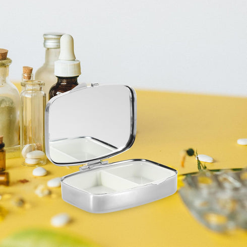 KICHOUSE Portable Travel Pill Organizer Small Metal Medicine Case Multi-Compartment Mini Medicine Container for Purse
