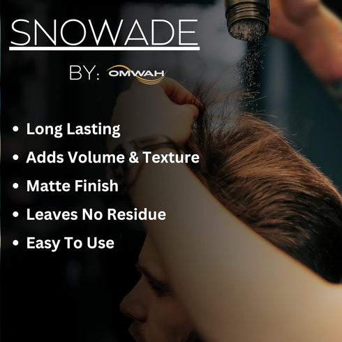 OMWAH SNOWADE Hair Styling Powder (25g) - All Natural Look Mens Hair Powder - Adds Volume & Texture