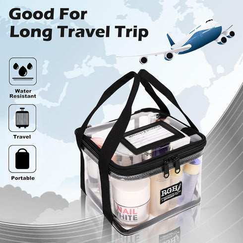 Rough Enough Clear Makeup Toiletry Bag, Large Waterproof Cosmetic Storage Bag for Travel - Black