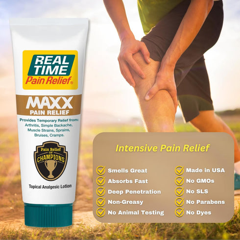 Real Time Pain Relief MAXX 3oz Tube, Fast-Acting Relief for Muscle Pain, Arthritis, Backaches, with Natural Ingredients