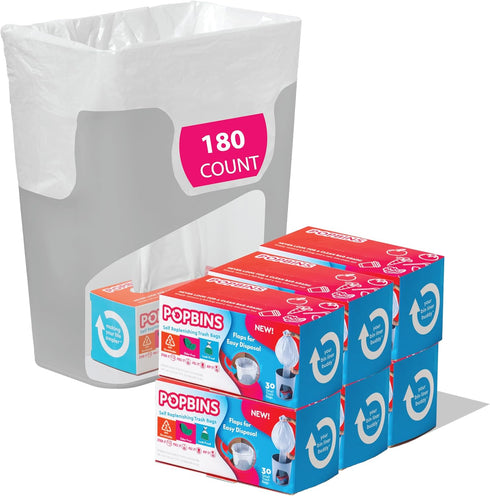 Small Garbage Bags - Clear Trash Can Liners for Bathroom, Bedroom, Office & Kitchen Waste, 1.2 Gallon, Pack of 6