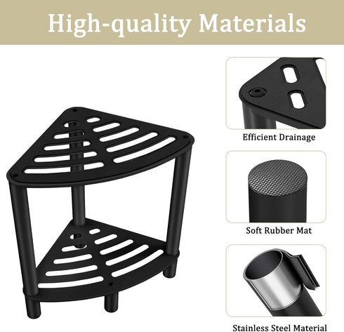 VOTZAAQ Stainless Steel Shower Stool, Double Layer Corner Shower Bench for Inside Shower, Shower Foot Rest for Shaving