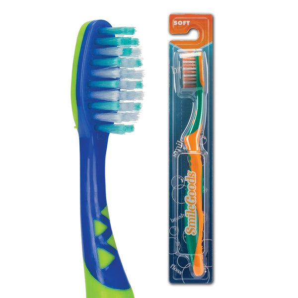SmileGoods Y332 Youth Toothbrush - 33 Tuft, Soft Bristle, Assorted Colors, Bulk Pack of 72