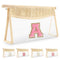 Personalized Small Boho Straw Initial Letter Makeup Bag, Cute Clear Chenille Patch Zipper Bag, Trendy TSA Travel Bag,