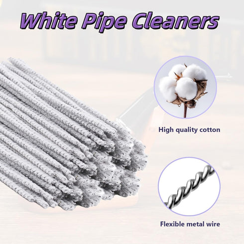 INTOMYTH 6 Inch (200 Count, White Soft Bristle Pipe Cleaners, Pipe Cleaners Bulk, Ideal for Cleaning Glass Plastic