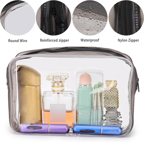 Tbestmax 10 Pack Clear Cosmetic Bags, Portable Waterproof Travel Toiletry Bags Organizer