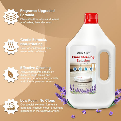 ZORAST (S7, S8, Q7, Q8 Lavender Scent Floor Cleaning Solution, Compatible with All Roborock Mopping Robots Qrevo