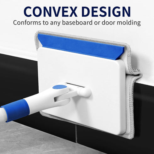 Baseboard Cleaner Tool with Handle, Extendable Wall Cleaner, Includes 4 Reusable Cleaning Pads for Quick Cleaning