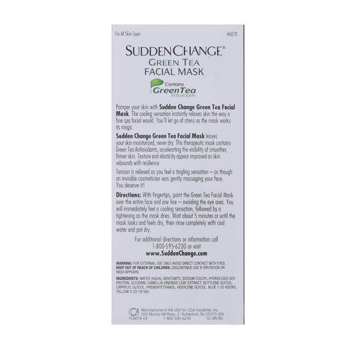 Sudden Change Green Tea Facial Mask – 3.4 oz, Diminish Wrinkles, Puffiness, Improve Texture